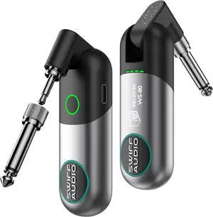 Wireless Guitar System, Wireless Guitar Transmitter Receiver with 10 Channels, Dual Interface Design Guitar Wireless System for 6.35mm/3.5mm Audio Devices Wireless Guitar System, Wireless Guitar Transmitter Receiver with 10 Channels, Dual Interface Design Guitar Wireless System for 6.35mm/3.5mm Audio Devices