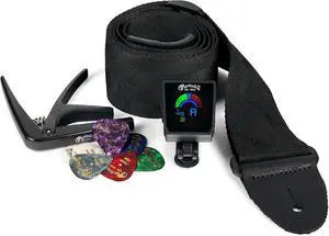 Starter Pack Guitar Accessories Bundle | Capo, Clip-On Tuner, Pickholder Strap, and Multi-Color Pick Set | Essential Starter Kit for Guitar Players Starter Pack Guitar Accessories Bundle | Capo, Clip-On Tuner, Pickholder Strap, and Multi-Color Pick Set | Essential Starter Kit for Guitar Players