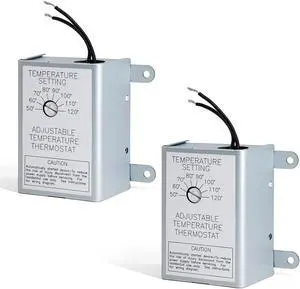 2 Pack Attic Fan Thermostat Control for Power Attic Ventilators and Exhaust Fans, 120V Adjustable Thermostat Switch Replace 58033 Single Speed Precise Temperature Controller 2 Pack Attic Fan Thermostat Control for Power Attic Ventilators and Exhaust Fans, 120V Adjustable Thermostat Switch Replace 58033 Single Speed Precise Temperature Controller