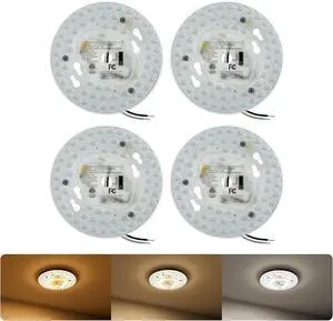 5.12" Dimmable LED Light Engine Retrofit Kit: 120V, 3CCT, CRI90, 1620LM, 18W Magnetic or Screw Mount Ceiling Fan Light Replacement Module for Flush Mount & Pendant Lights, ETL, 4 Packs 5.12" Dimmable LED Light Engine Retrofit Kit: 120V, 3CCT, CRI90, 1620LM, 18W Magnetic or Screw Mount Ceiling Fan Light Replacement Module for Flush Mount & Pendant Lights, ETL, 4 Packs