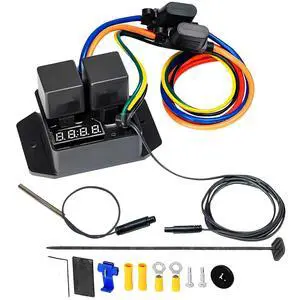 Electric Fan Controller Kit 12V and 24V Digital Thermatic Fan Switch Kit, Disconnectable Probe Digital Radiator, Adjustable Temperature 104ºF to 230ºF Replace #0444 Electric Fan Controller Kit 12V and 24V Digital Thermatic Fan Switch Kit, Disconnectable Probe Digital Radiator, Adjustable Temperature 104ºF to 230ºF Replace #0444