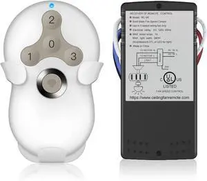Universal Ceiling Fan Remote Control Kit, 3-Speed Control Fans with Dimmer | Compatible with Hunter Harbor Breeze Hampton Bay, Remote Works with Hunter 99122 99123 99600 Universal Ceiling Fan Remote Control Kit, 3-Speed Control Fans with Dimmer | Compatible with Hunter Harbor Breeze Hampton Bay, Remote Works with Hunter 99122 99123 99600
