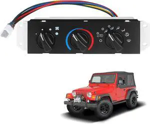 A/C Heater Control Panel with Blower Motor Switch Compatible with 1999-2004 Jeep Wrangler TJ, Climate Control Module Replace 55037473AB, BL101, HS-373 A/C Heater Control Panel with Blower Motor Switch Compatible with 1999-2004 Jeep Wrangler TJ, Climate Control Module Replace 55037473AB, BL101, HS-373