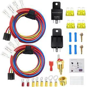 Dual Electric Fan Relay Kit Electric Radiator Fan Kit Temperature Sensor Switch 185 On 175 Off Automotive Wiring Kit 60 Amp Cooling Fan Relay Switch Kit 4 Pin Waterproof Relay Kit Dual Electric Fan Relay Kit Electric Radiator Fan Kit Temperature Sensor Switch 185 On 175 Off Automotive Wiring Kit 60 Amp Cooling Fan Relay Switch Kit 4 Pin Waterproof Relay Kit