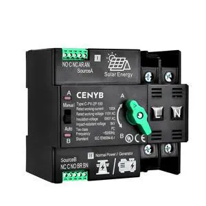 PV - Dedicated Automatic/Manual Transfer Switch Mini ATS Solar Auto Dual Power Switch 2P 100A AC110V Uninterrupted Power Supply DIN Rail Mount Toggle Changeover Module PV - Dedicated Automatic/Manual Transfer Switch Mini ATS Solar Auto Dual Power Switch 2P 100A AC110V Uninterrupted Power Supply DIN Rail Mount Toggle Changeover Module
