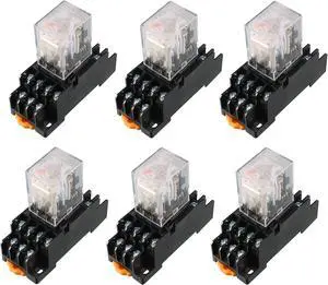 6 Pcs AC 110V/120V Coil 4PDT 35mm DIN Rail Power Relay + Socket 6 Pcs AC 110V/120V Coil 4PDT 35mm DIN Rail Power Relay + Socket