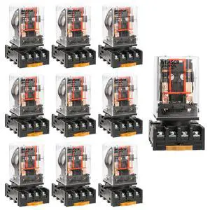 10 Pack MK2P-I General Purpose Electromagnetic Power Relay, AC 110V Coil, 8-Pin DPDT Relay with Base Socket PF083A for Industrial Control, HVAC, Motor Automation 10 Pack MK2P-I General Purpose Electromagnetic Power Relay, AC 110V Coil, 8-Pin DPDT Relay with Base Socket PF083A for Industrial Control, HVAC, Motor Automation