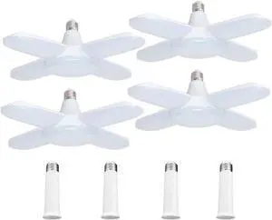 4 Pack LED Garage Lights, 6000LM 60W Deformable Shop Light with 4 Adjustable Panels, 6000K Garage Lights Ceiling Led, E26 Base - 360° Foldable Design for Warehouse/Basement/Workshop 4 Pack LED Garage Lights, 6000LM 60W Deformable Shop Light with 4 Adjustable Panels, 6000K Garage Lights Ceiling Led, E26 Base - 360° Foldable Design for Warehouse/Basement/Workshop