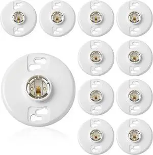 10 Pcs E26 Medium Base Light Socket Replacement, Ul Listed Keyless Ceiling Lamp Holder, Light Bulb Socket, Compatible with LED CFL Incandescent Bulbs, 660w 250v (Phenolic Resin) 10 Pcs E26 Medium Base Light Socket Replacement, Ul Listed Keyless Ceiling Lamp Holder, Light Bulb Socket, Compatible with LED CFL Incandescent Bulbs, 660w 250v (Phenolic Resin)