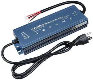 IP67 Waterproof 24V LED Driver 300W, CE Outdoor Power Supply Adapter | AC100V-130V to DC24V 12.5A Output, CE Certified, with 3 Pin Plug, Noiseless, Fast cooling IP67 Waterproof 24V LED Driver 300W, CE Outdoor Power Supply Adapter | AC100V-130V to DC24V 12.5A Output, CE Certified, with 3 Pin Plug, Noiseless, Fast cooling