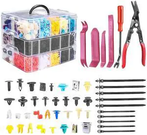 Car Retainer Clips & Fasteners Kit 33 Universal Sizes Nylon Bumper, Fender Rivets, Door Panel Clips, and Plastic Rivets with 10 Cable Ties and Removal Tool for Toyota, Ford (2080pcs) Car Retainer Clips & Fasteners Kit 33 Universal Sizes Nylon Bumper, Fender Rivets, Door Panel Clips, and Plastic Rivets with 10 Cable Ties and Removal Tool for Toyota, Ford (2080pcs)
