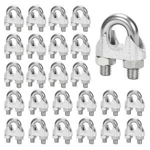 25 Pcs 1/2" M13 Wire Rope Clip Cable Clamps, Galvanized U-Bolt Saddle Fasteners for Fixed Tent Rope, Wire Rope, Wire Cable, Clothes Lines 25 Pcs 1/2" M13 Wire Rope Clip Cable Clamps, Galvanized U-Bolt Saddle Fasteners for Fixed Tent Rope, Wire Rope, Wire Cable, Clothes Lines