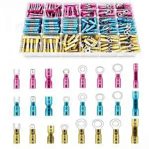 710Pcs Heat Shrink Wire Connectors Kit, Marine Grade Tinned Copper Electrical Terminals, Waterproof Ring Fork Spade Butt Connectors for Automotive Boat Wiring 710Pcs Heat Shrink Wire Connectors Kit, Marine Grade Tinned Copper Electrical Terminals, Waterproof Ring Fork Spade Butt Connectors for Automotive Boat Wiring