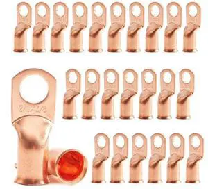 2/0 AWG 3/8" Stud (25 pcs.), Heavy Duty Copper Wire Lugs 00 Gauge Ring Terminal 2/0 Copper Wire Lugs Battery Cable Ends 2/0 AWG 3/8" Stud (25 pcs.), Heavy Duty Copper Wire Lugs 00 Gauge Ring Terminal 2/0 Copper Wire Lugs Battery Cable Ends
