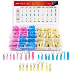 540 PCS Heat Shrink Wire Connectors Waterproof Automotive Marine Electrical Terminals Kit Ring Fork Hook Spade Butt Splices 540 PCS Heat Shrink Wire Connectors Waterproof Automotive Marine Electrical Terminals Kit Ring Fork Hook Spade Butt Splices