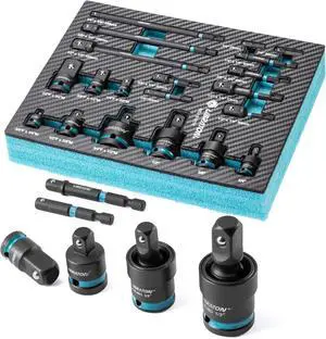 20PCS Socket Adapter and Reducer Set, Impact Socket Adapters, Includes Cr-V Reducers, Cr-Mo Universal Joints, Cr-V Socket Adapter Extension, XPE Foam, for Automotive Repair DIY Project 20PCS Socket Adapter and Reducer Set, Impact Socket Adapters, Includes Cr-V Reducers, Cr-Mo Universal Joints, Cr-V Socket Adapter Extension, XPE Foam, for Automotive Repair DIY Project