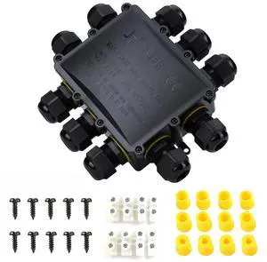 Waterproof Junction Box - IP68 10 Way M25 Large Outdoor Electrical Box for 4-14mm Cables, Heavy Duty Multi Wire Connector for Garden Underground and Exterior Power Wiring Waterproof Junction Box - IP68 10 Way M25 Large Outdoor Electrical Box for 4-14mm Cables, Heavy Duty Multi Wire Connector for Garden Underground and Exterior Power Wiring