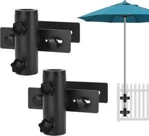 Umbrella Stand for Deck Railing, Patio Fence Umbrella Holder Clamp Outdoor, Adjustable Deck Post Parasol Mount Bracket, Metal Balcony Parasol Base Clip on Porch, Courtyard (Black) Umbrella Stand for Deck Railing, Patio Fence Umbrella Holder Clamp Outdoor, Adjustable Deck Post Parasol Mount Bracket, Metal Balcony Parasol Base Clip on Porch, Courtyard (Black)