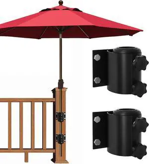 USA Full Aluminum Non-Rust Deck Umbrella Mount, Heavy Duty Metal Patio Umbrella Base Stand, 2 Piece Outdoor Umbrella Holder for Deck Railing, Black USA Full Aluminum Non-Rust Deck Umbrella Mount, Heavy Duty Metal Patio Umbrella Base Stand, 2 Piece Outdoor Umbrella Holder for Deck Railing, Black