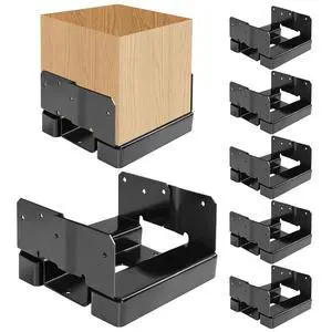6x6 Post Base Brackets Fit for Wooden Columns Fence Concrete Inner Size 5.5"x5.5" Post Anchor Base Holder Kit -Black 6Pcs 6x6 Post Base Brackets Fit for Wooden Columns Fence Concrete Inner Size 5.5"x5.5" Post Anchor Base Holder Kit -Black 6Pcs