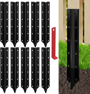 10 Pack Fence Post Repair Stakes 14 Ga Heavy-Duty Steel Fence Post Support Kit, Easy Installation Kit Included 10 Pack Fence Post Repair Stakes 14 Ga Heavy-Duty Steel Fence Post Support Kit, Easy Installation Kit Included