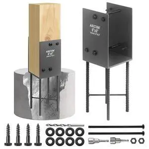 6"x6" (Actually 5.5"x5.5") Heavy Duty U-Shaped Fence Post Holder Bracket, Wet Concrete Post Bracket, for Deck railings, Fences, gazebos Wet Concrete Foundation Support (Black-1Pack) 6"x6" (Actually 5.5"x5.5") Heavy Duty U-Shaped Fence Post Holder Bracket, Wet Concrete Post Bracket, for Deck railings, Fences, gazebos Wet Concrete Foundation Support (Black-1Pack)