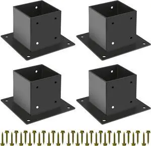 4×4 Post Base 4 Pcs,Deck Post Brackets,Inner Size 3.5"x3.5" Thick Steel Fence Post Anchor Base,Black Powder Coated Heavy Fence Post,for Supports Porch Railing Post Holders Pergola Brackets 4×4 Post Base 4 Pcs,Deck Post Brackets,Inner Size 3.5"x3.5" Thick Steel Fence Post Anchor Base,Black Powder Coated Heavy Fence Post,for Supports Porch Railing Post Holders Pergola Brackets