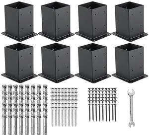 4x4 Post Base 8 Pcs, (Inner Size 3.6x3.6) Post Anchors, 13GA Thick Solid Steel & Black Powder Coated,Deck Post Brackets Support Deck Base Plate Pergola Brackets Fence Kit Mailbox Mount 4x4 Post Base 8 Pcs, (Inner Size 3.6x3.6) Post Anchors, 13GA Thick Solid Steel & Black Powder Coated,Deck Post Brackets Support Deck Base Plate Pergola Brackets Fence Kit Mailbox Mount