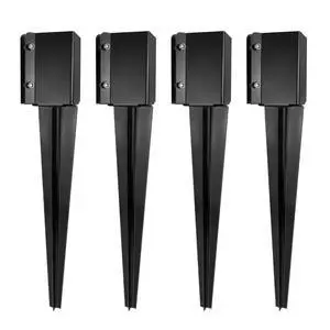 24 inch Fence Post Anchor Ground Spike Heavy Duty Metal Black Powder Coated Fence Stakes Post Base, 4x4 Inch (Inner Size 3.6"x3.6"), Pack of 4 24 inch Fence Post Anchor Ground Spike Heavy Duty Metal Black Powder Coated Fence Stakes Post Base, 4x4 Inch (Inner Size 3.6"x3.6"), Pack of 4