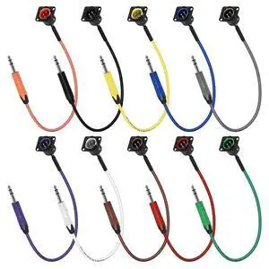 10-Color XLR Pass Through Cable,XLR Male Panel Mount to 1/4" TRS Connector Adapter,Mic Feed/Pass Thru Converter for Stage Box,Floor Box,Patch Panel-1.0 Feet/10 Pack 10-Color XLR Pass Through Cable,XLR Male Panel Mount to 1/4" TRS Connector Adapter,Mic Feed/Pass Thru Converter for Stage Box,Floor Box,Patch Panel-1.0 Feet/10 Pack
