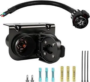 USCAR 7 & 4 Pin Trailer Wiring Harness Kit with Mounting Bracket, Dual Plug Adapter, Tow Hitch Receiver for Multi-Tow Pickup Trucks, Compatible with Ford, Chevy, GMC, Dodge Ram USCAR 7 & 4 Pin Trailer Wiring Harness Kit with Mounting Bracket, Dual Plug Adapter, Tow Hitch Receiver for Multi-Tow Pickup Trucks, Compatible with Ford, Chevy, GMC, Dodge Ram