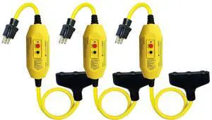 GFCI Inline 15 Amp with 2FT Triple Tap Cord UL Outdoor Waterproof 15 Amp 12 Gauge Auto Reset GFI Adapter (3 Pack) GFCI Inline 15 Amp with 2FT Triple Tap Cord UL Outdoor Waterproof 15 Amp 12 Gauge Auto Reset GFI Adapter (3 Pack)