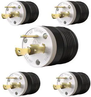 5 Pack NEMA L5-30P Locking Plug, 30 Amp Generator Replacement Plug 125V 2 Pole 3 Wire Grounding,Twist Lock Adapter Male Plug , Industrial Grade Heavy Duty, UL Listed (E355464) 5 Pack NEMA L5-30P Locking Plug, 30 Amp Generator Replacement Plug 125V 2 Pole 3 Wire Grounding,Twist Lock Adapter Male Plug , Industrial Grade Heavy Duty, UL Listed (E355464)