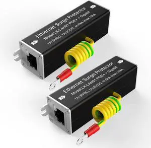 2 Pack 10/100/1000Mbps PoE++ Surge Protector, 10KV Lightning Arrestor with GDT, 120W RJ45 Adapter, Metal Shielded, CAT5/CAT6 LAN Protection, Wide Temperature, Flange Mount 2 Pack 10/100/1000Mbps PoE++ Surge Protector, 10KV Lightning Arrestor with GDT, 120W RJ45 Adapter, Metal Shielded, CAT5/CAT6 LAN Protection, Wide Temperature, Flange Mount