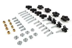 129 Piece Jig Fixture T Track Hardware Kit 1/4 20 Threads with Knobs, T Bolts, Threaded Inserts 129PJHK-1/4 129 Piece Jig Fixture T Track Hardware Kit 1/4 20 Threads with Knobs, T Bolts, Threaded Inserts 129PJHK-1/4