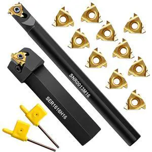 1/2" & 5/8" Threading Tool Holder Combo, Internal & External 16ER 16IR Indexable Threading Kit, Nitrided Precision for Metal Lathe, 10pcs Inserts Included 1/2" & 5/8" Threading Tool Holder Combo, Internal & External 16ER 16IR Indexable Threading Kit, Nitrided Precision for Metal Lathe, 10pcs Inserts Included