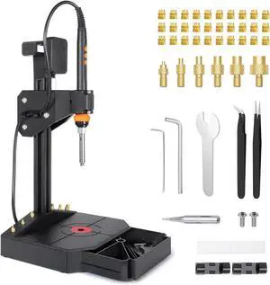 Vertical Heat Set Insert Tool Pressing Machine with 90W Soldering Iron, Heat Set Tips M2-M8, 30PCS Brass Nuts Threaded Inserts for 3D Printed Part Vertical Heat Set Insert Tool Pressing Machine with 90W Soldering Iron, Heat Set Tips M2-M8, 30PCS Brass Nuts Threaded Inserts for 3D Printed Part