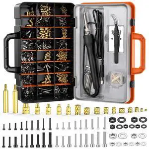Threaded Inserts Set, 750Pcs Heat Set Inserts Nuts Bolts with M2 M3 M4 M5 M6 Insert-Tip, 60W Soldering Iron, Tweezer and Holder, for 3D Printer Parts or Plastic Parts Threaded Inserts Set, 750Pcs Heat Set Inserts Nuts Bolts with M2 M3 M4 M5 M6 Insert-Tip, 60W Soldering Iron, Tweezer and Holder, for 3D Printer Parts or Plastic Parts