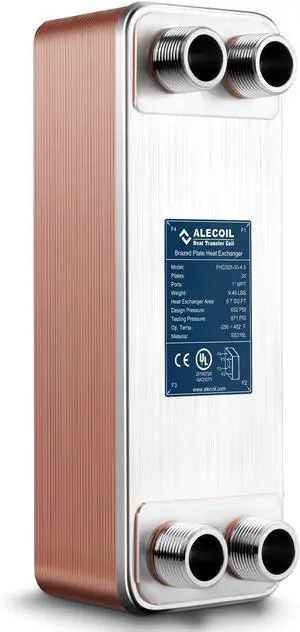4"x12" 30 Plates Heat Exchanger with 1" MPT Port Water to Water 316L Stainless Steel Brazed Plate Heat Exchanger for Water Heating, Floor Heating, Commercial and Industrial Refrigeration 4"x12" 30 Plates Heat Exchanger with 1" MPT Port Water to Water 316L Stainless Steel Brazed Plate Heat Exchanger for Water Heating, Floor Heating, Commercial and Industrial Refrigeration