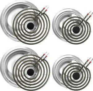MP22YA Electric Stove Burner Element Replacement Set & W10290350 W10290353 4 Pack Drip Pans - Perfectly Fit Whirpool Electric Range Stove Top MP22YA Electric Stove Burner Element Replacement Set & W10290350 W10290353 4 Pack Drip Pans - Perfectly Fit Whirpool Electric Range Stove Top