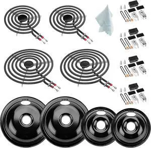 5304430149 5304430150 Porcelain Drip Pan Set & MP22YA Electric Range Burner Element Unit Set with 330031 Range Burner Receptacle Kit Compatible with Frigidaire Kenmore Range Oven/Stove by 5304430149 5304430150 Porcelain Drip Pan Set & MP22YA Electric Range Burner Element Unit Set with 330031 Range Burner Receptacle Kit Compatible with Frigidaire Kenmore Range Oven/Stove by