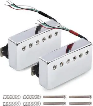 Alnico 5 Humbucker Guitar Pickup 4 Coil Cable 7.5k/16.6k Coil Splitting Alnico V Pickup for LP Guitar Chrome Alnico 5 Humbucker Guitar Pickup 4 Coil Cable 7.5k/16.6k Coil Splitting Alnico V Pickup for LP Guitar Chrome