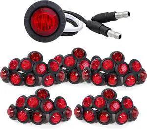 Meerkatt 3/4 Inch Mini Round Red LED Bullet Side Marker Button Indicators Light w/Grommet & Plug Truck Trailer Pickup Boat Lorry Tail Brake 12V DC 3LED-DC (Pack of 50) Meerkatt 3/4 Inch Mini Round Red LED Bullet Side Marker Button Indicators Light w/Grommet & Plug Truck Trailer Pickup Boat Lorry Tail Brake 12V DC 3LED-DC (Pack of 50)
