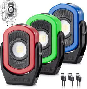 Magnetic Work Light 780 Lumen Compact Pocket Light, Rechargeable 3000mAh, 360° Pivot, Durable & Portable for Mechanics & Jobsites (Red, Green & Blue, 3-Pack) Magnetic Work Light 780 Lumen Compact Pocket Light, Rechargeable 3000mAh, 360° Pivot, Durable & Portable for Mechanics & Jobsites (Red, Green & Blue, 3-Pack)