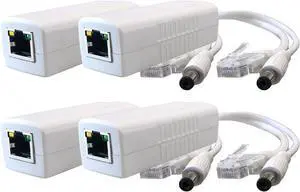 4-Pack Gigabit PoE Splitter Converter, 12V DC Output, IEEE 802.3 af/at Compliant, 10/100/1000Mbps, Plug 5.5mm x 2.1mm, for IP Camera, AP, WiFi Node, IP Phone and More, White 4-Pack Gigabit PoE Splitter Converter, 12V DC Output, IEEE 802.3 af/at Compliant, 10/100/1000Mbps, Plug 5.5mm x 2.1mm, for IP Camera, AP, WiFi Node, IP Phone and More, White