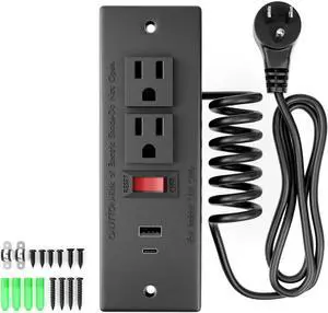 Drawer Outlet Kit, Recessed Furniture Power Strip with Overload Protection Switch, PD 20W Fast Charging, Clutter-Free Drawer Socket with 4 Power Outlets, 7.2 FT Power Cord, Spring Cable, UL Listed Drawer Outlet Kit, Recessed Furniture Power Strip with Overload Protection Switch, PD 20W Fast Charging, Clutter-Free Drawer Socket with 4 Power Outlets, 7.2 FT Power Cord, Spring Cable, UL Listed