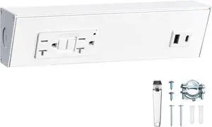 9 in Under Cabinet Hardwired Power Strip with GFCI, 125V 20A | 20A Standard TR GFCI Outlet + USB-A & USB-C, Angled Trapezoid Design, Modular Extension System, Aluminum Housing, ETL Listed 9 in Under Cabinet Hardwired Power Strip with GFCI, 125V 20A | 20A Standard TR GFCI Outlet + USB-A & USB-C, Angled Trapezoid Design, Modular Extension System, Aluminum Housing, ETL Listed