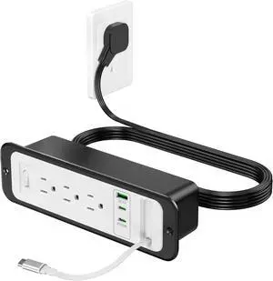 Recessed Power Strip with Retractable USB C Cable,2 PD 20W USB C,Flush Mount Countertop Drawer Outlet, Furniture Hidden Outlet for Side Table,End Table,3 Outlets (White and Black, 10FT-20W USB) Recessed Power Strip with Retractable USB C Cable,2 PD 20W USB C,Flush Mount Countertop Drawer Outlet, Furniture Hidden Outlet for Side Table,End Table,3 Outlets (White and Black, 10FT-20W USB)