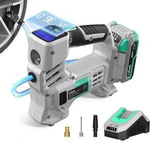 Litheli Tire Inflator Air Compressor, 20V Cordless Car Tire Pump with Digital Pressure Gauge 150PSI for Car Tire, Bike, Sport Ball, 2.0 Ah Battery & Charger Litheli Tire Inflator Air Compressor, 20V Cordless Car Tire Pump with Digital Pressure Gauge 150PSI for Car Tire, Bike, Sport Ball, 2.0 Ah Battery & Charger