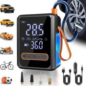Tire Inflator Portable Air Compressor Dual Cylinder Tire Air Pump | 12V DC 13FT Extra Long Power Cable & Cordless Car Tire Pump 150PSI Heavy Duty Inflator Digital Gauge LED Light Auto Shut-Off Tire Inflator Portable Air Compressor Dual Cylinder Tire Air Pump | 12V DC 13FT Extra Long Power Cable & Cordless Car Tire Pump 150PSI Heavy Duty Inflator Digital Gauge LED Light Auto Shut-Off
